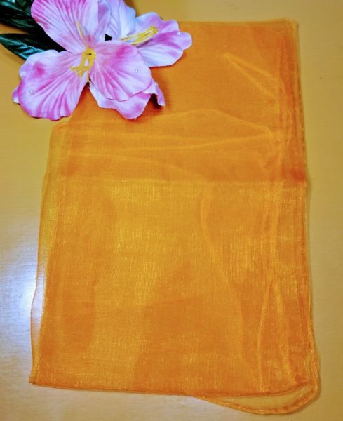 画像1: カラフル　シフォンスカーフ　オレンジ (1)