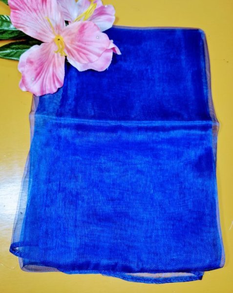 画像1: カラフル　シフォンスカーフ　濃青 (1)