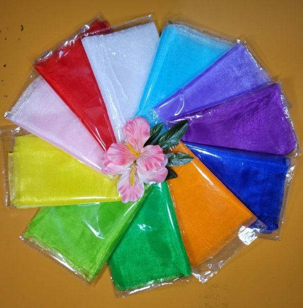 画像2: カラフル　シフォンスカーフ　黄色 (2)