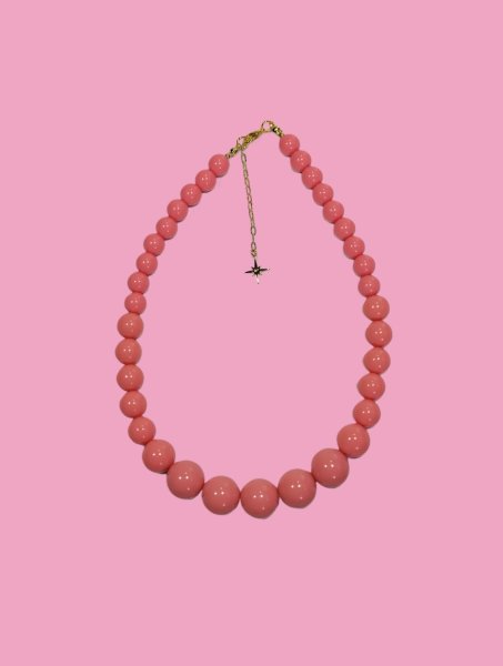画像1: 大玉ネックレス　　Coral pink (1)
