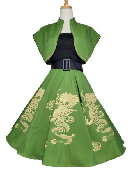 画像1: Dragon　ボレロ＆サーキュラースカート　セットアップ　Green　【F】 (1)