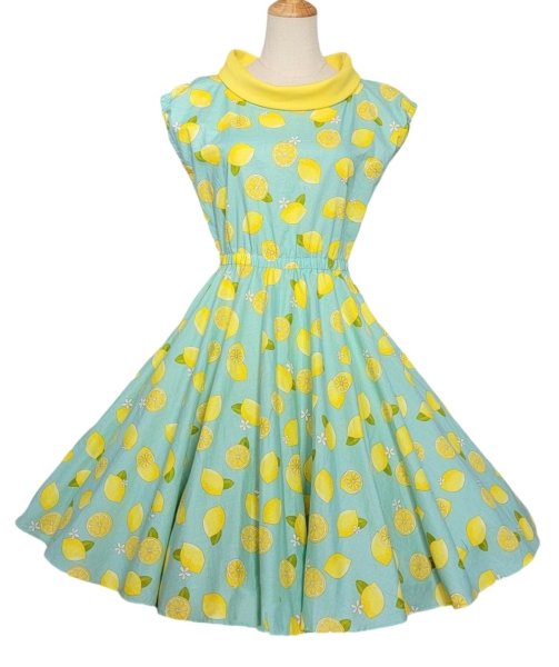 画像1: 檸檬　サーキュラーワンピース　Yellow✖MintGreen　【M】 (1)