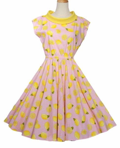 画像1: 檸檬　サーキュラーワンピース　Yellow✖Pink　【M】 (1)