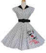 画像1: 水玉　Record Pattern　サーキュラーワンピース　White✖Black　【M】 (1)