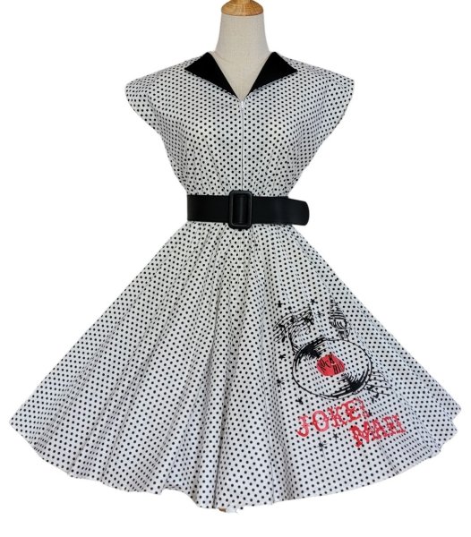 画像1: 水玉　Record Pattern　サーキュラーワンピース　White✖Black　【M】 (1)
