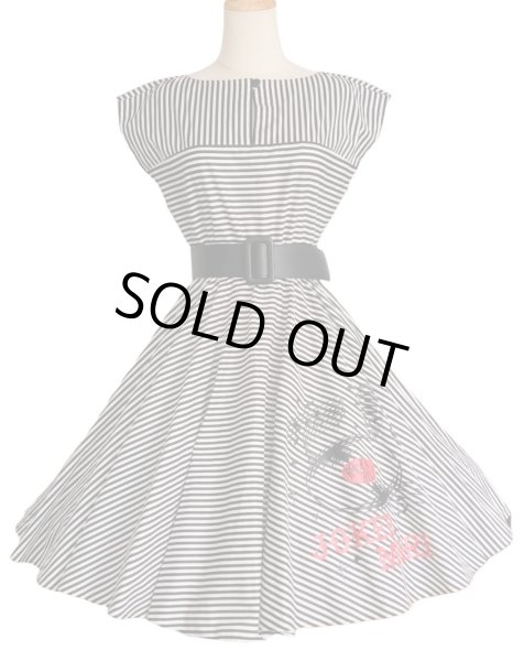 画像1: STRIPE　Record Pattern　サーキュラーワンピース　White✖Black　【M】 (1)
