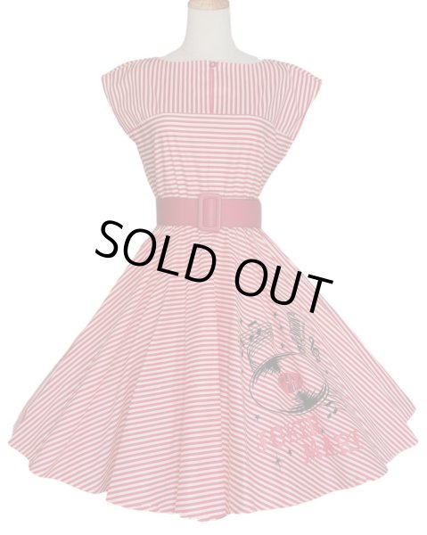 画像1: STRIPE　Record Pattern　サーキュラーワンピース　White✖Red　【M】 (1)