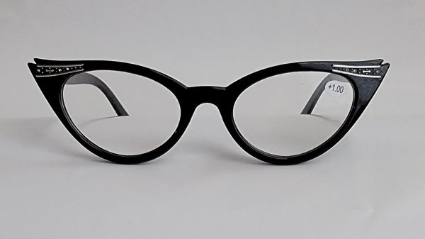 画像1: キャッツアイ　シニアグラス　老眼鏡　（+1.0）ケース付き　Black　 (1)