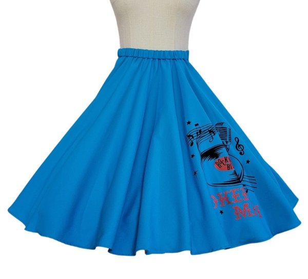 画像1: Rockabilly Record  サーキュラースカート 　Blue　【F】 (1)
