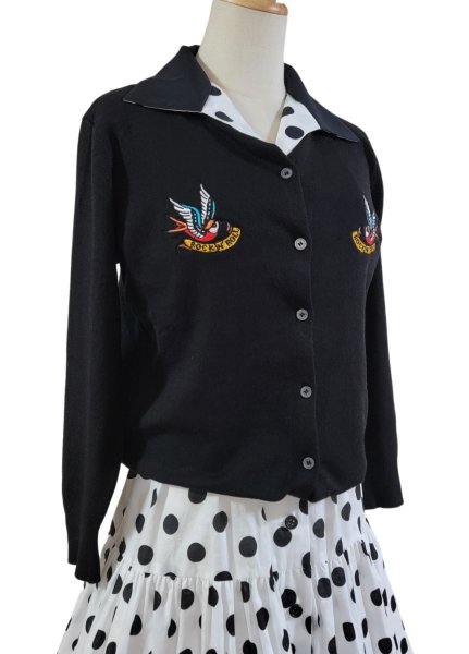 画像2: Swallow　ロングカーディガン　Black　【ＸＬ】 (2)