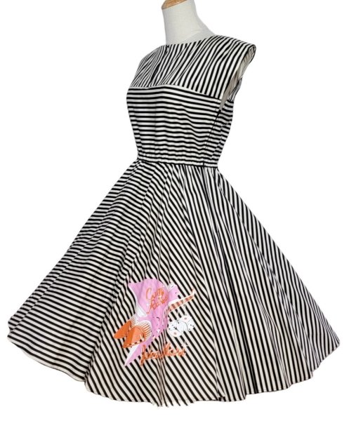 画像2: Stripe　サーキュラーワンピース　Black ×　White　　【M】 (2)